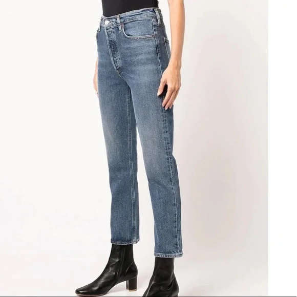 Agolde Jeans Agolde Riley Cropped Jeans Transfer Blue